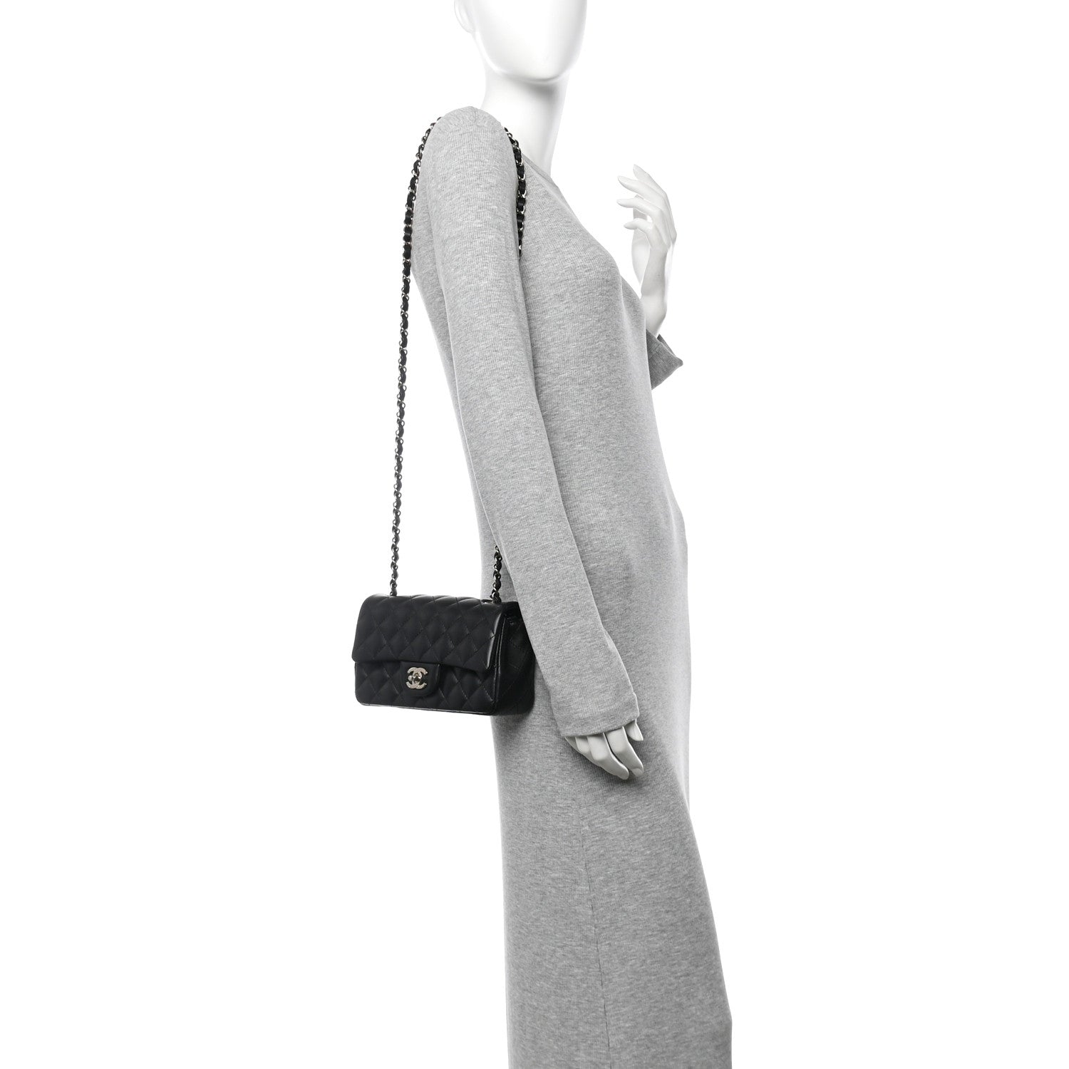 Chanel Lambskin Quilted Mini Rectangular Flap Black 2 of 12