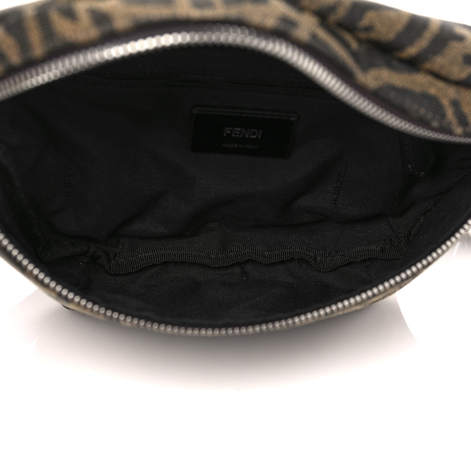 Fendi X SARAH COLEMAN Fabric Jacquard Vitello Century Matte FF Vertigo Kids Belt Bag Moro Black 5 of 9