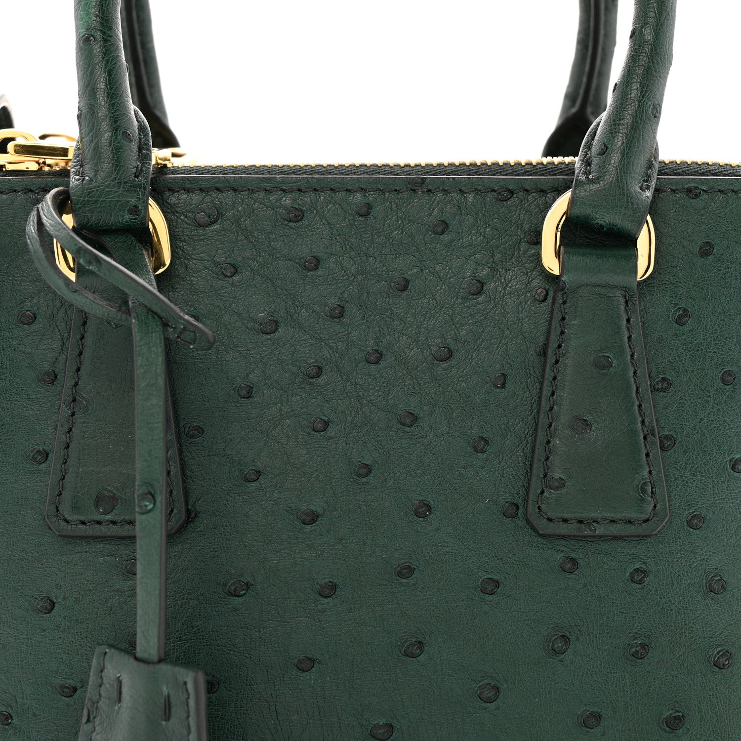 Prada Ostrich Mini Galleria Double Zip Tote Smeraldo 7 of 12