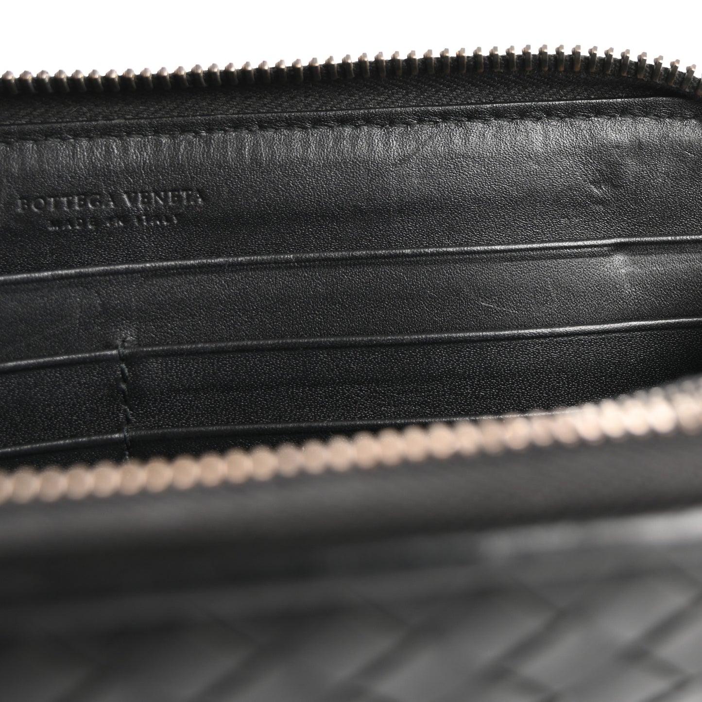 Nappa Intrecciato Zip Around Wallet Black
