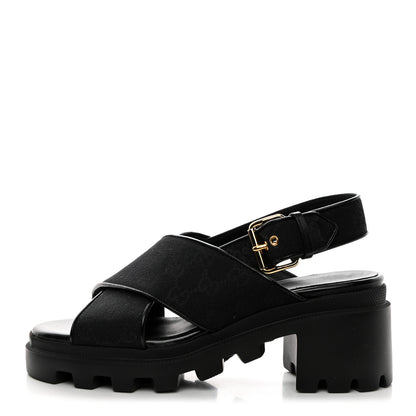 Gucci Monogram Granada Kid Trip 40/72mm Lug Sole Sandals 39 Black 1 of 9