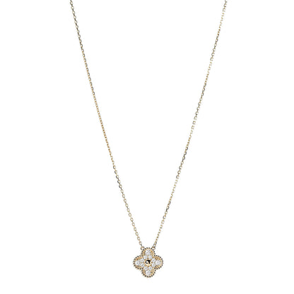 Van Cleef & Arpels 18K Yellow Gold Diamond Vintage Alhambra Pendant Necklace 1 of 6