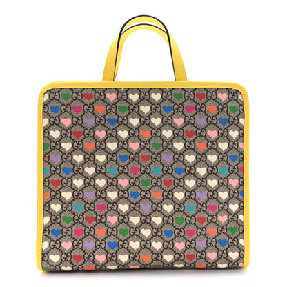 Gucci GG Supreme Monogram Hearts Childrens Tote Beige Ebony Multicolor Freesia 1 of 11