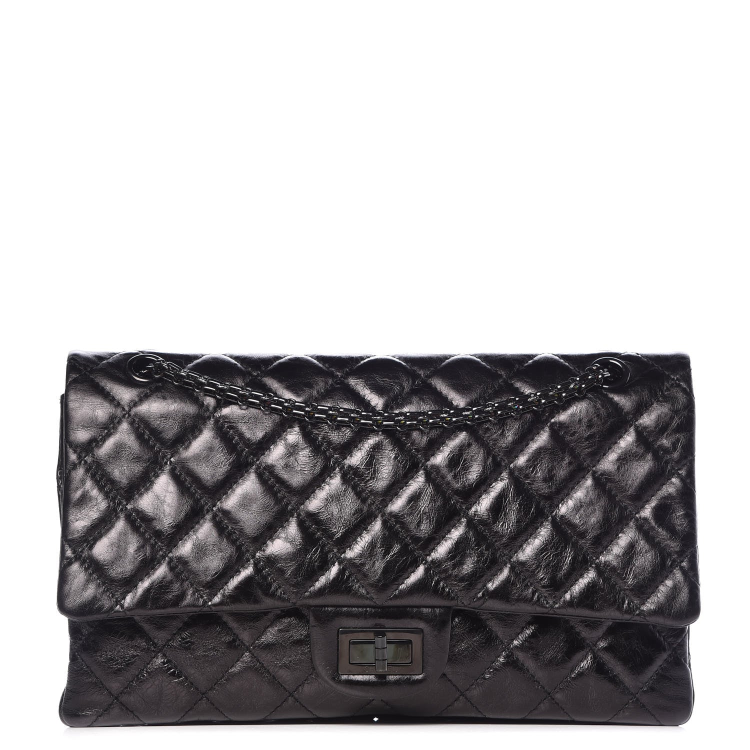 Chanel Glazed Aged Calfskin Quilted 2.55 Reissue 227 Flap So Black 1 of 10