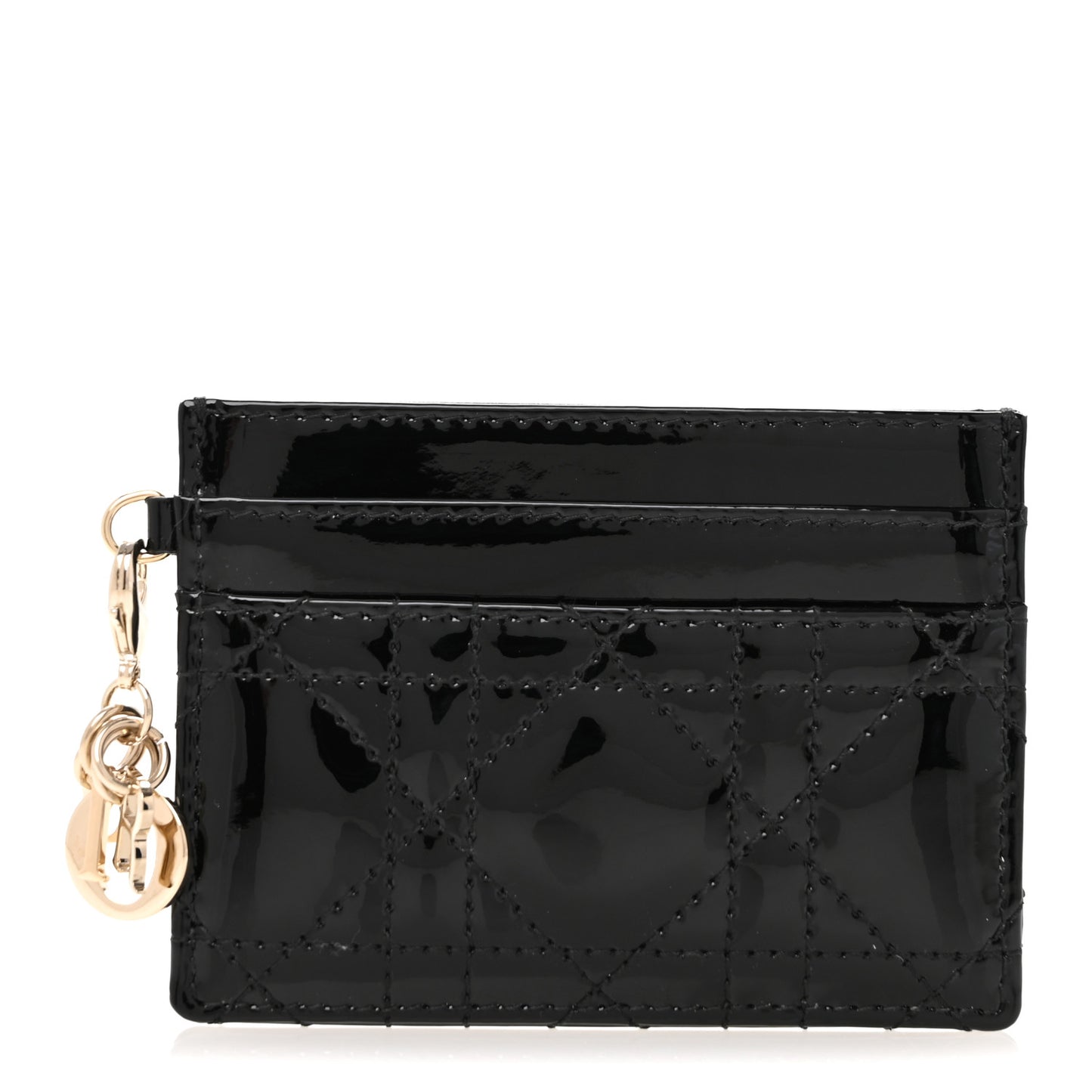 Patent Cannage Lady Dior Card Holder Black
