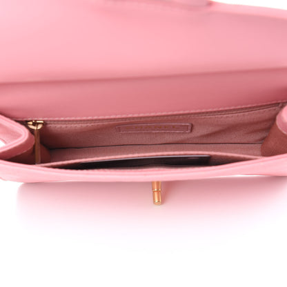 Chanel Lambskin Quilted Pearl Chain Flap Bag Pink 5 of 9