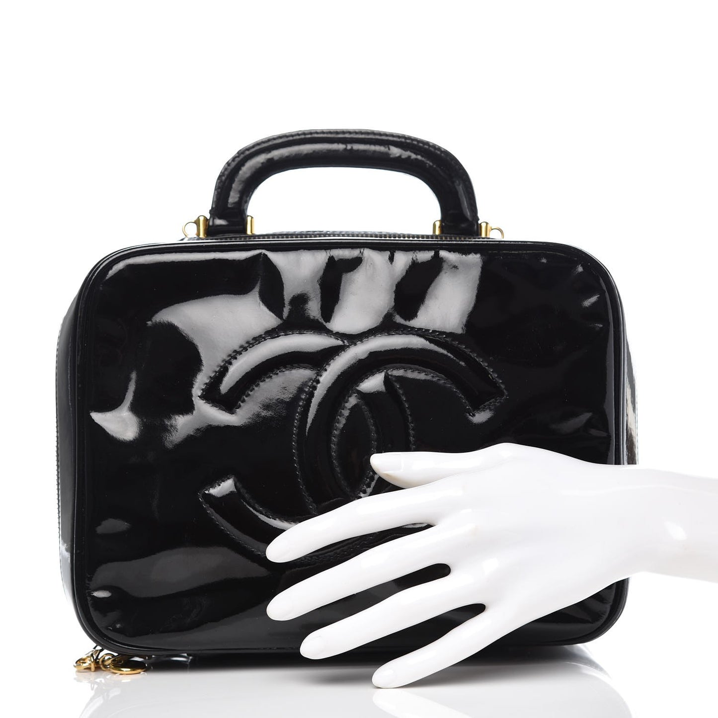 Patent CC Vanity Cosmetic Case Black