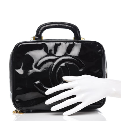 Chanel Patent CC Vanity Cosmetic Case Black 2 of 9