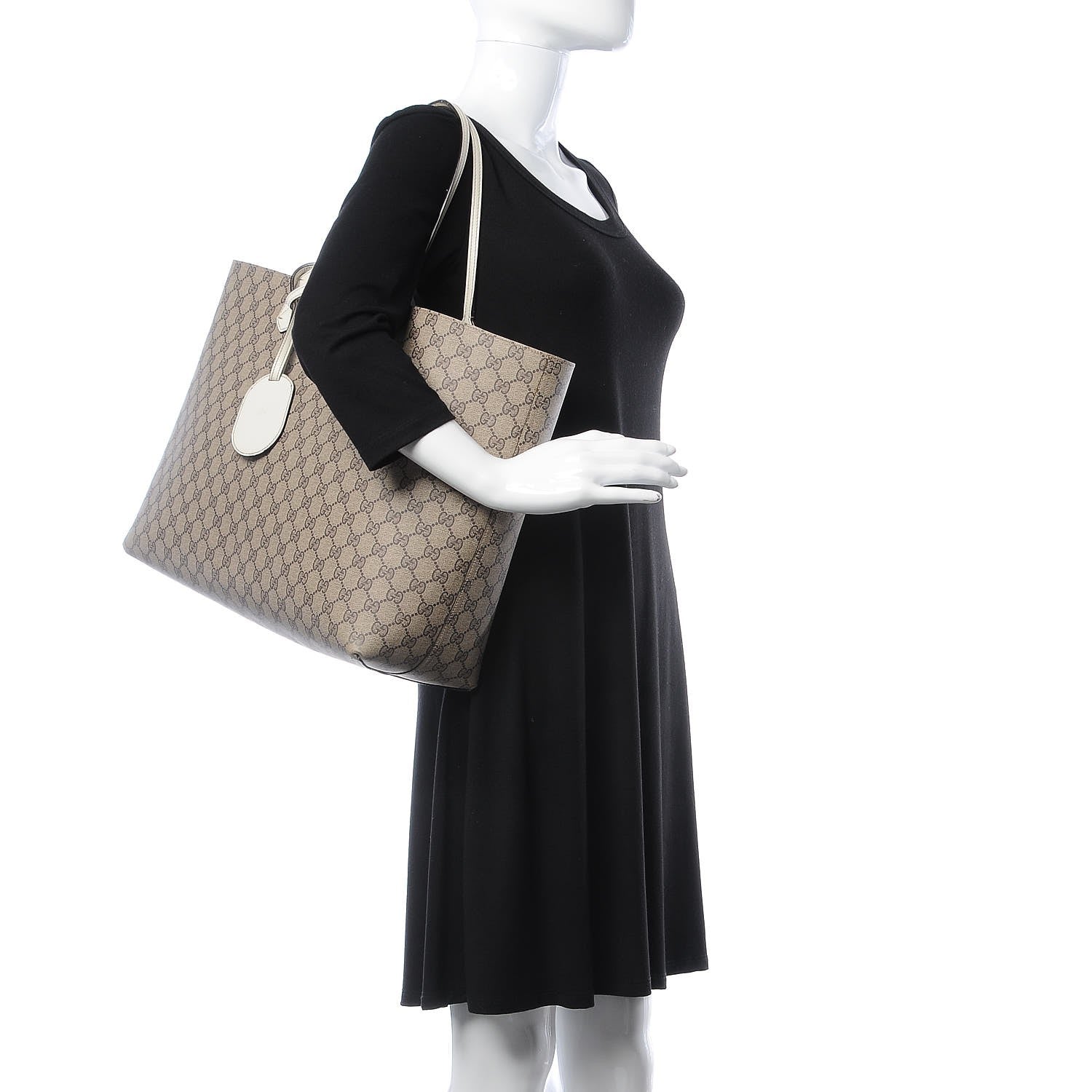 Gucci Calfskin GG Supreme Monogram Large Reversible Tote White 2 of 16
