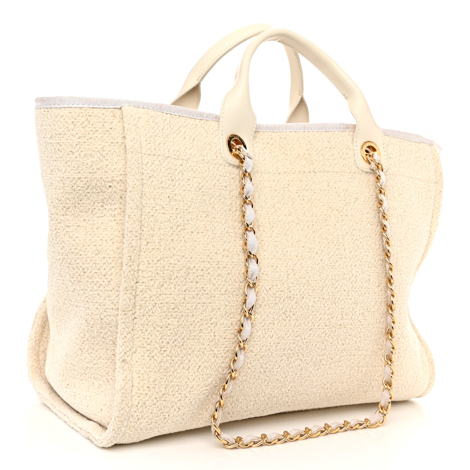 Chanel Lurex Boucle Medium Deauville Tote White 3 of 10