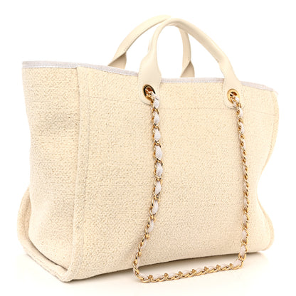 Chanel Lurex Boucle Medium Deauville Tote White 3 of 10