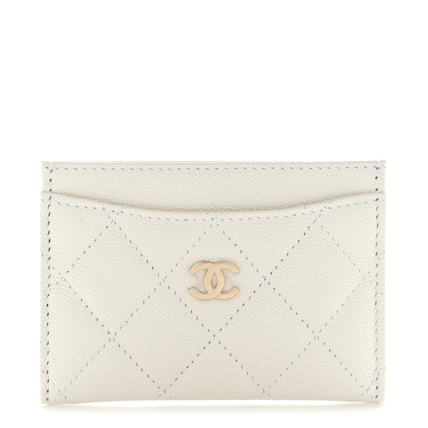 Caviar Quilted Card Holder White