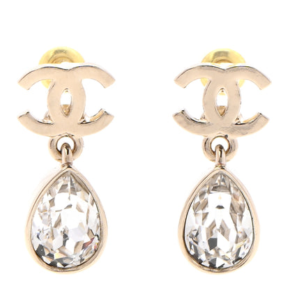 Chanel Crystal CC Tear Drop Earrings Gold 1 of 4
