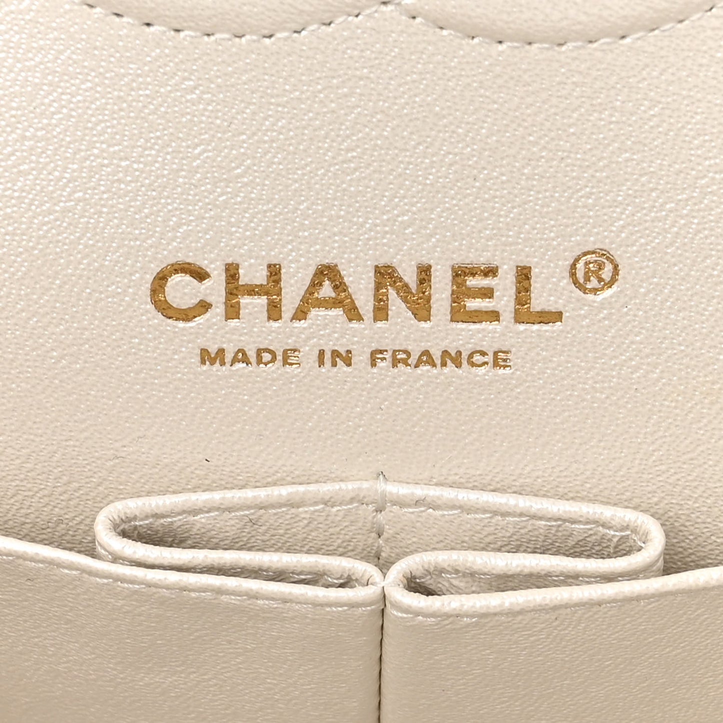 Iridescent Calfskin Quilted Medium Double Flap White