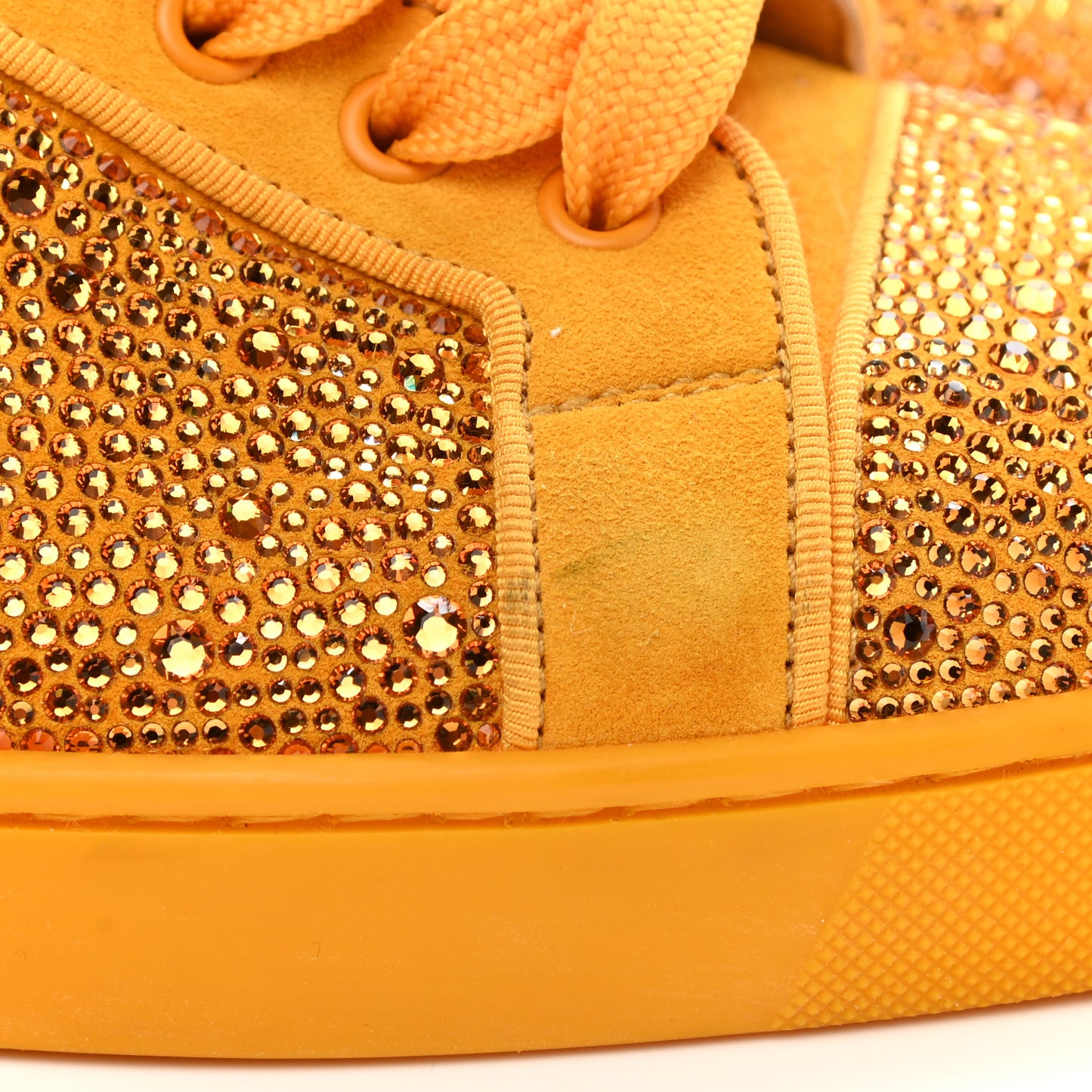 Calfskin Veau Velours Strass Louis Junior Flat Sneakers 41 Topaz