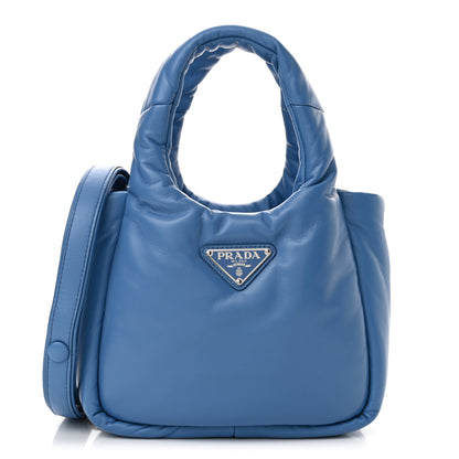 Prada Nappa Soft Padded Small Double Handled Shoulder Bag Celeste 1 of 9