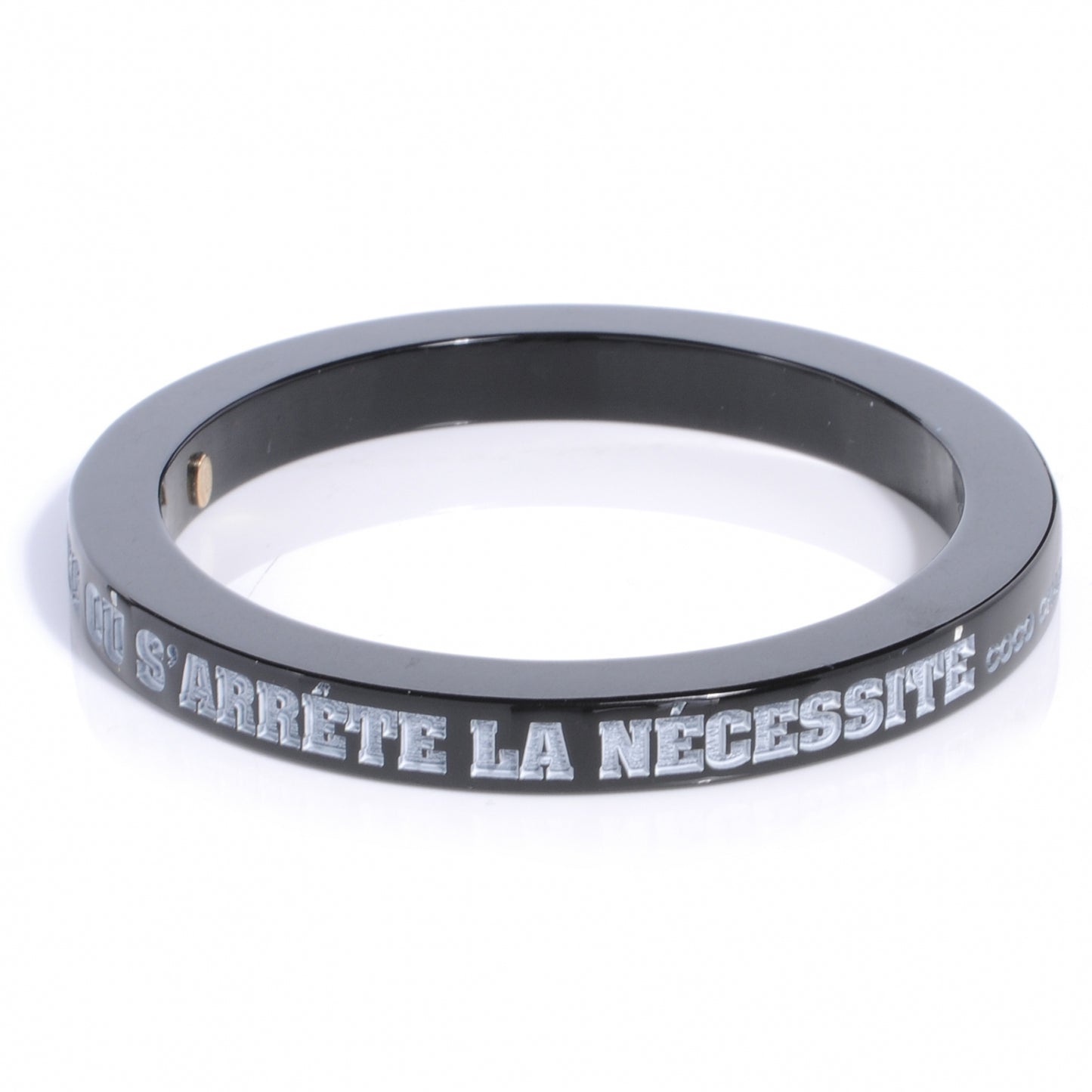 Resin Coco French Quote Thin Bangle Black