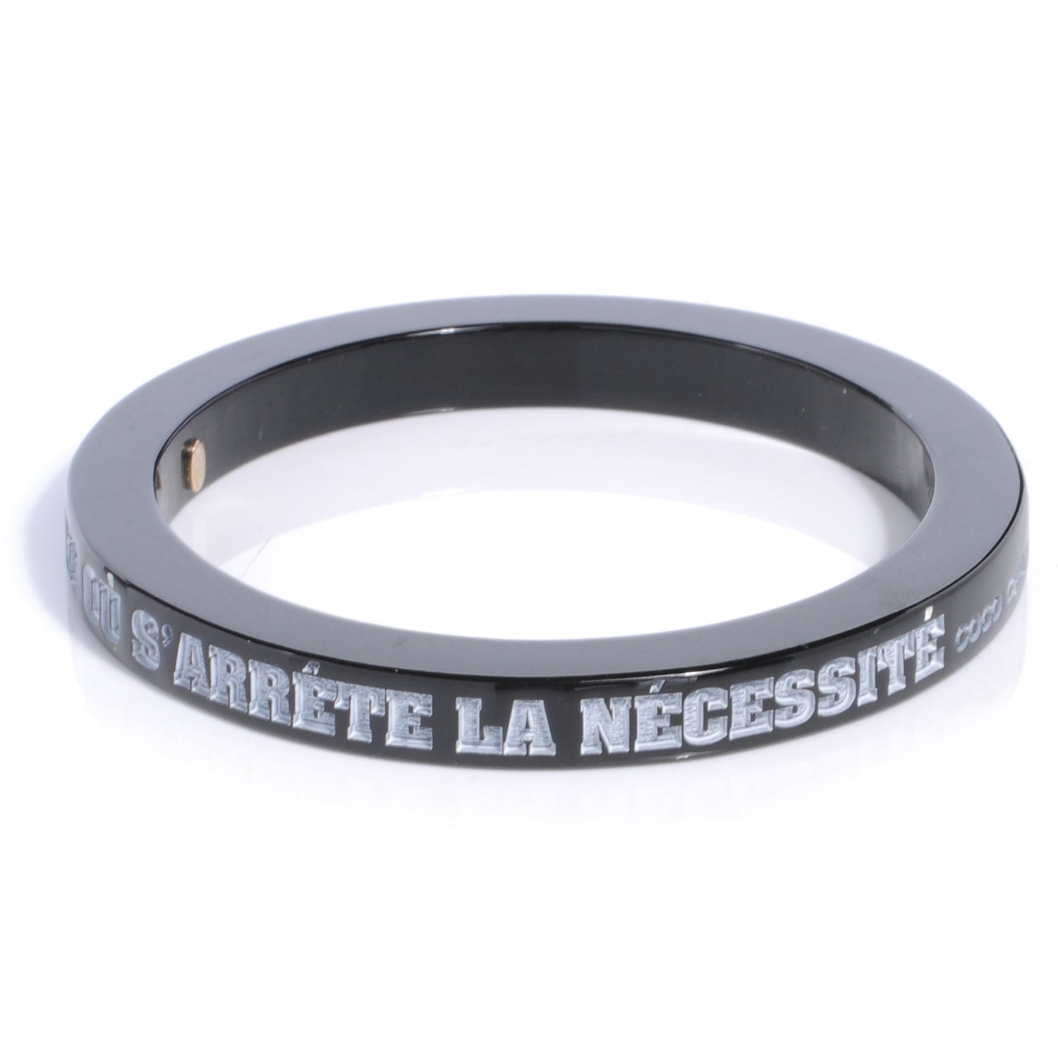 Chanel Resin Coco French Quote Thin Bangle Black 3 of 4