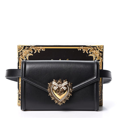 Dolce & Gabbana Agnello Vitello Devotion Belt Bag Black 10 of 10