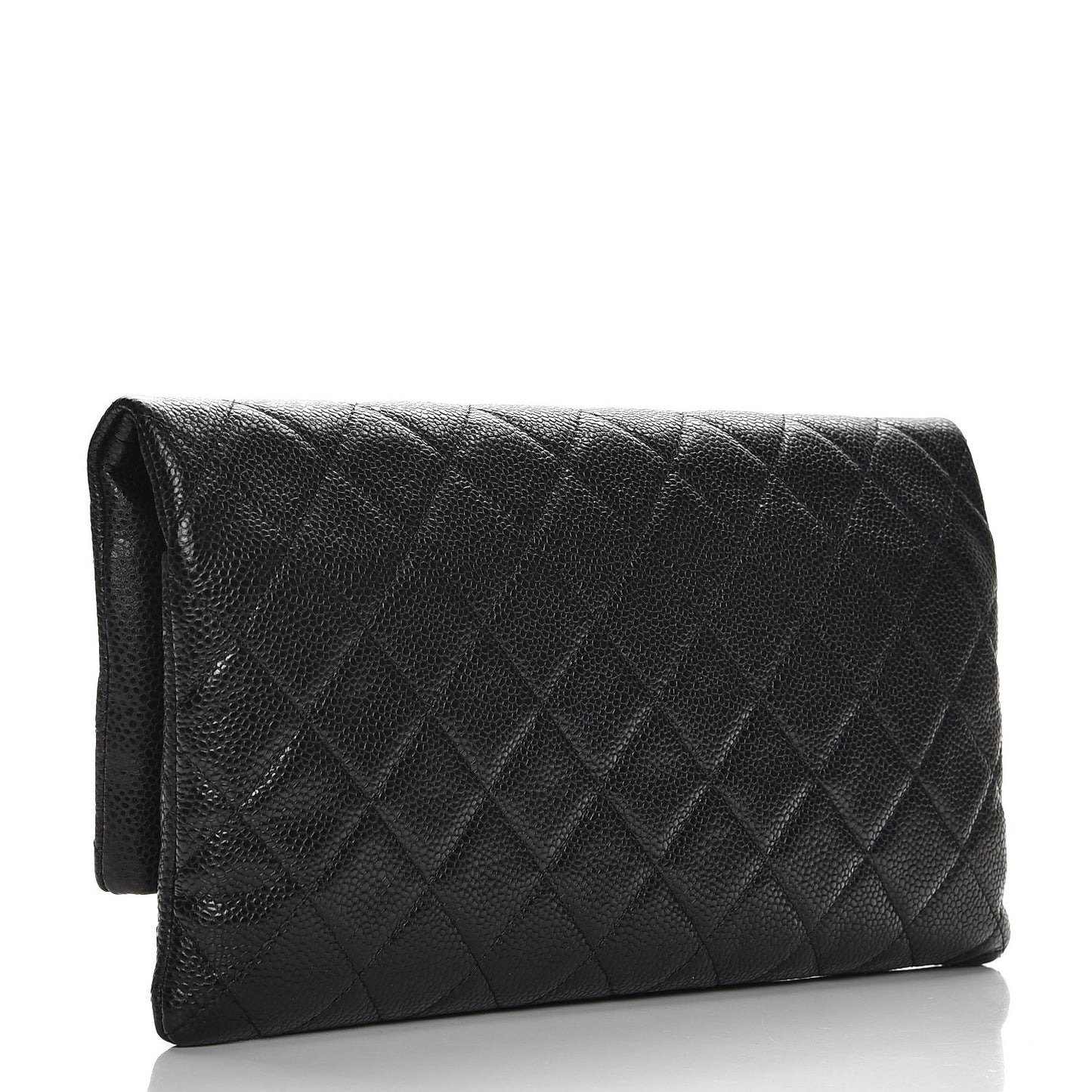 Caviar Quilted CC Beauty Clutch Black