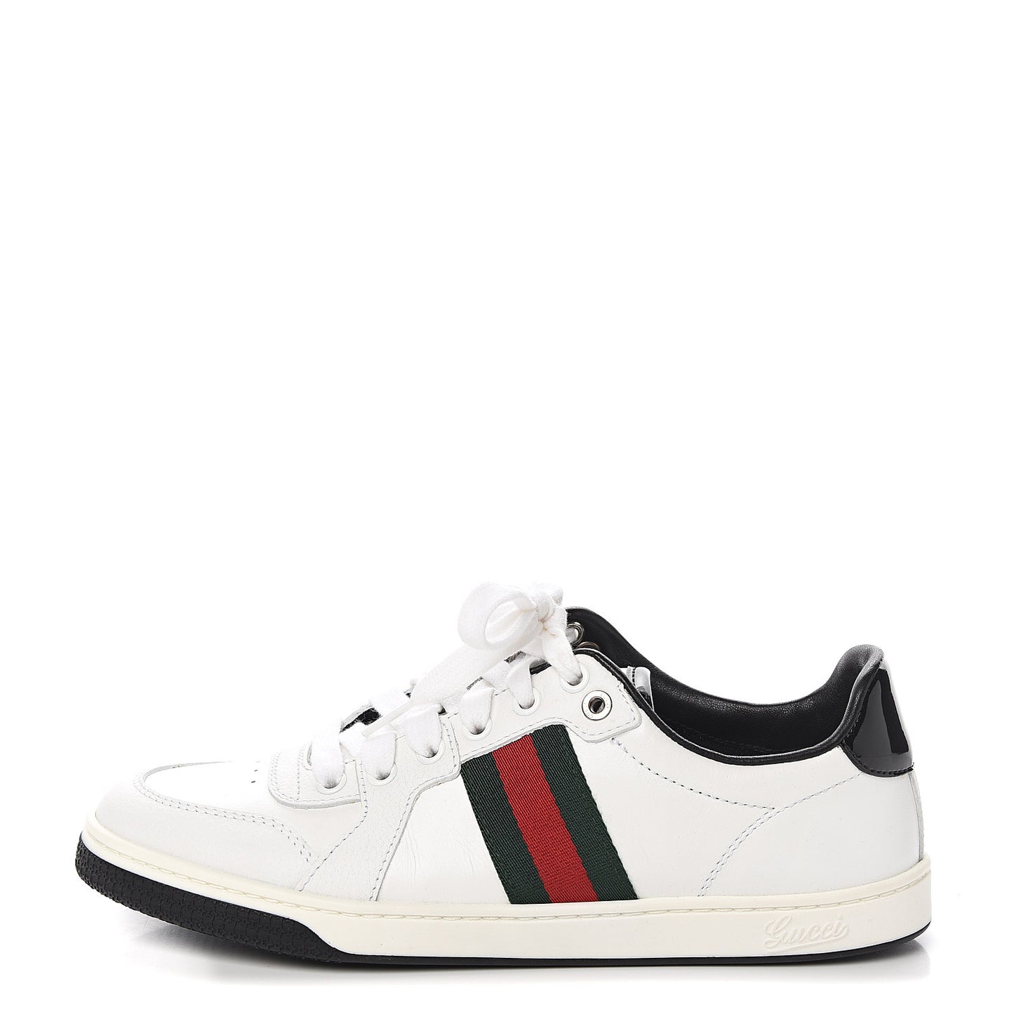 Calfskin Patent Web Mens GG Sneakers 36.5 White