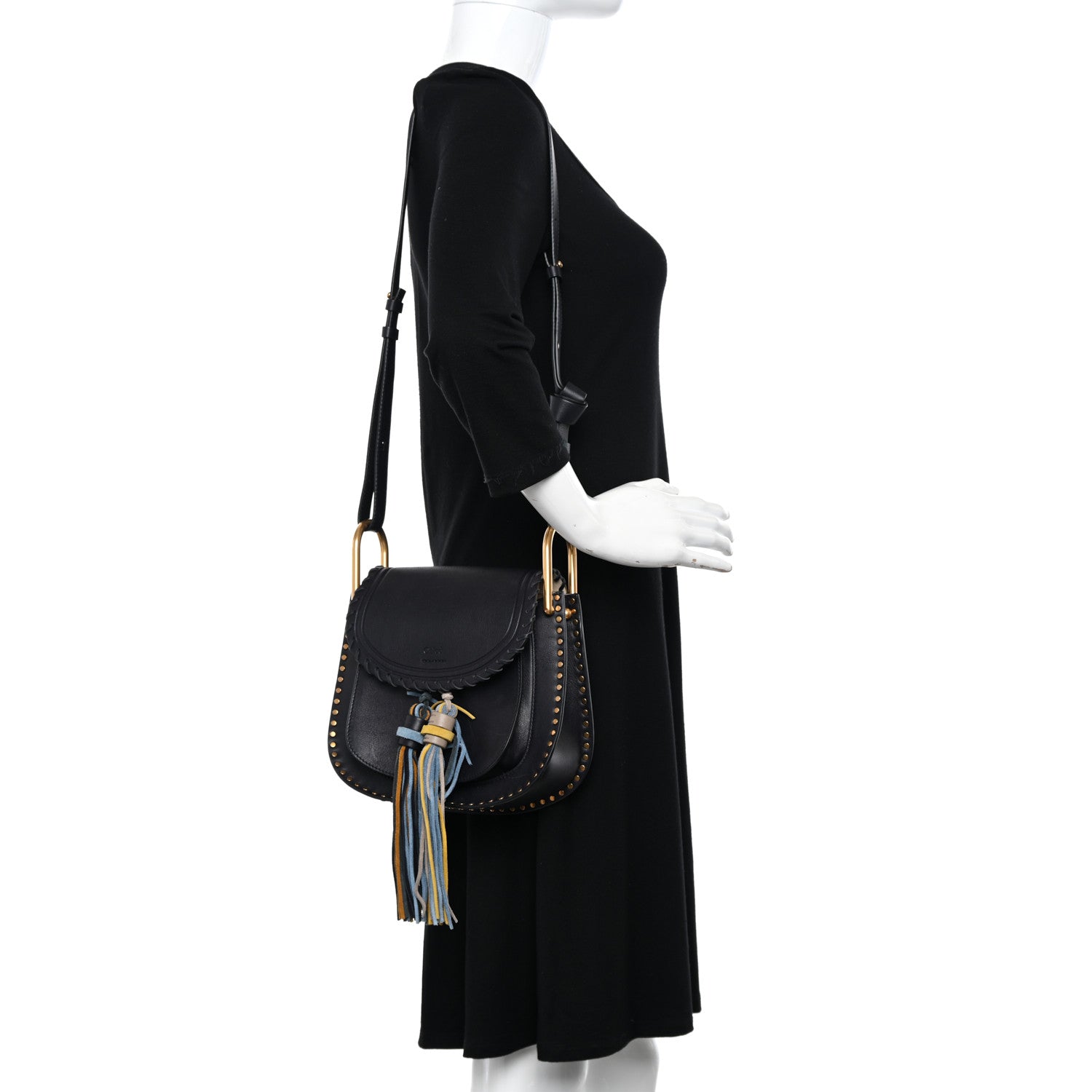 Chloe Suede Calfskin Braided Mini Hudson Shoulder Bag Black 2 of 9