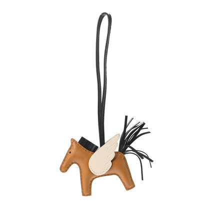 Hermes Milo Lambskin Grigri Rodeo Pegase Horse Bag Charm PM Sesame Black Nata 1 of 4