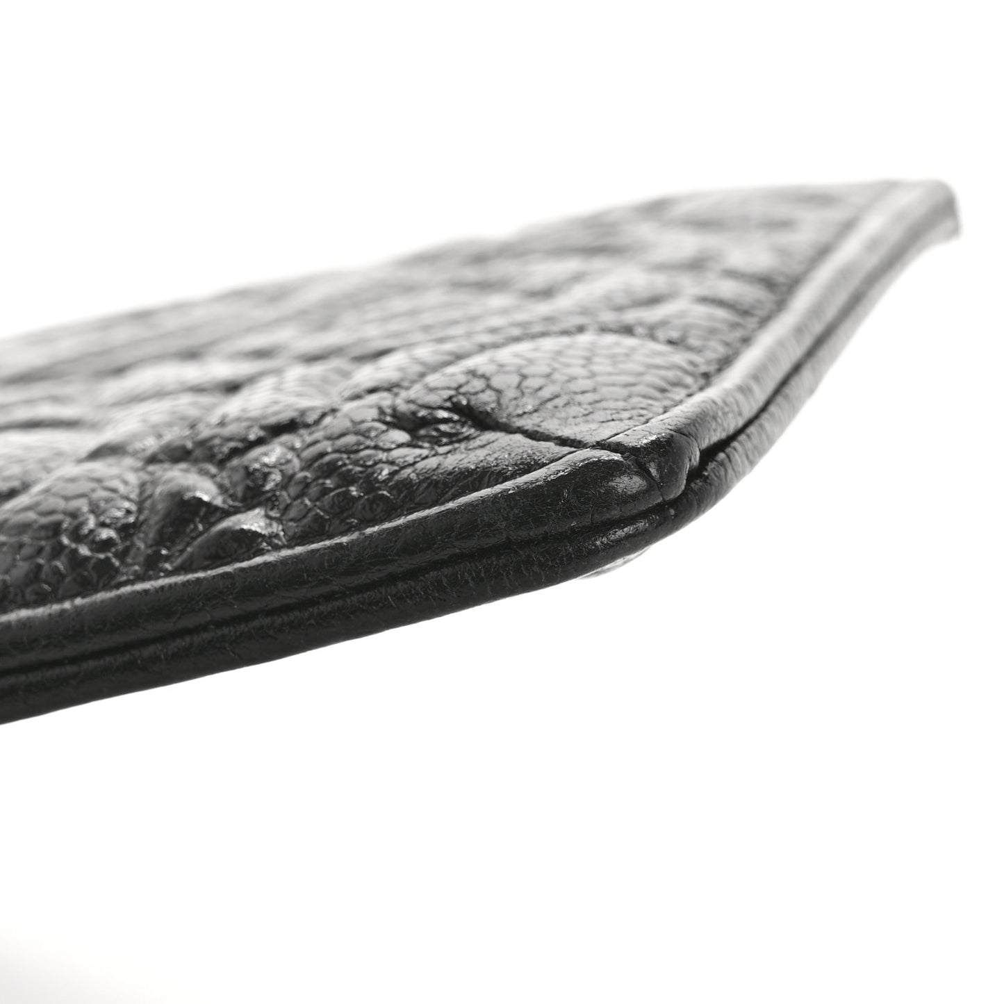 Caviar Camellia Embossed Classic Flat Wallet Pouch Black