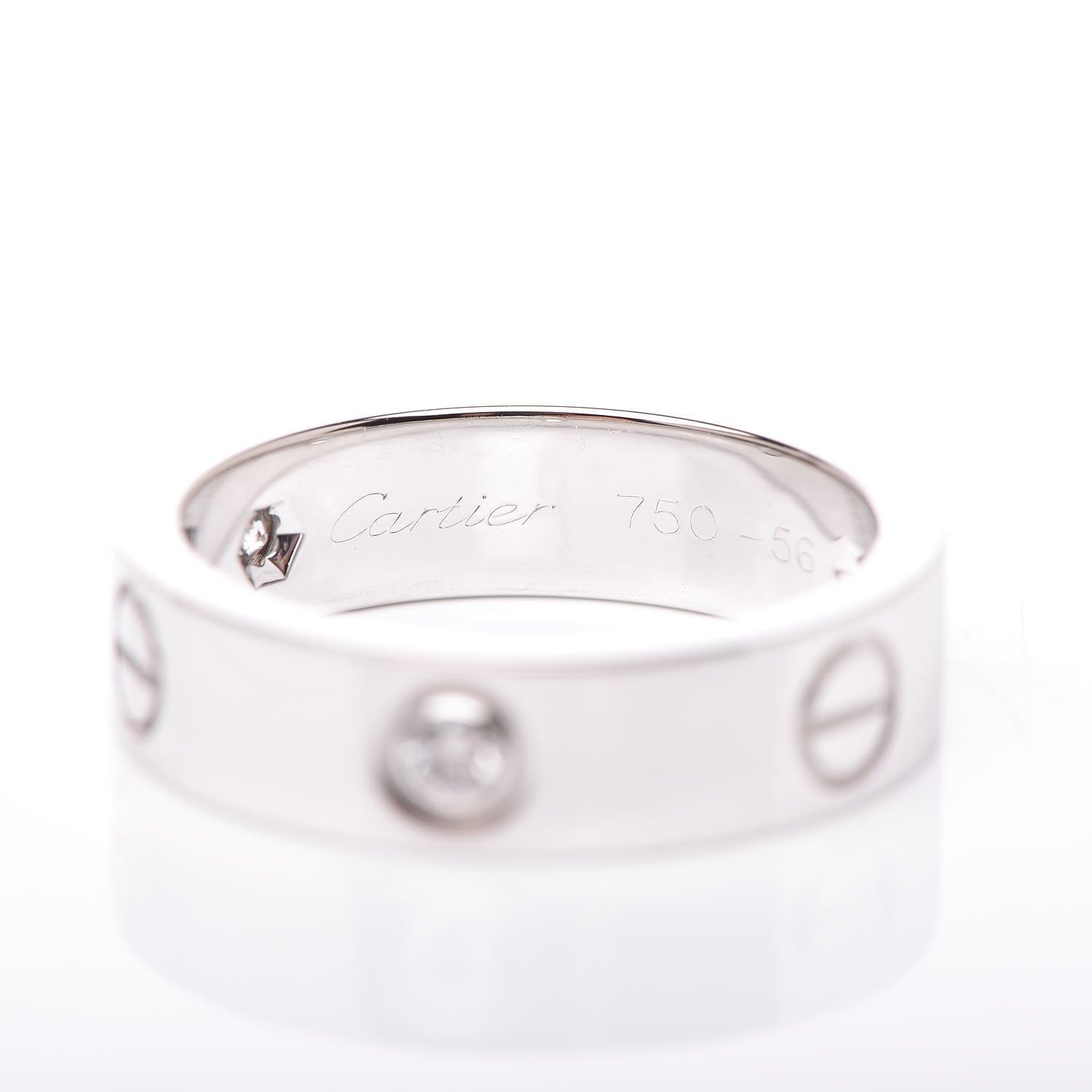 Cartier 18K White Gold 3 Diamond 5.5mm LOVE Ring 56 7.75 4 of 8