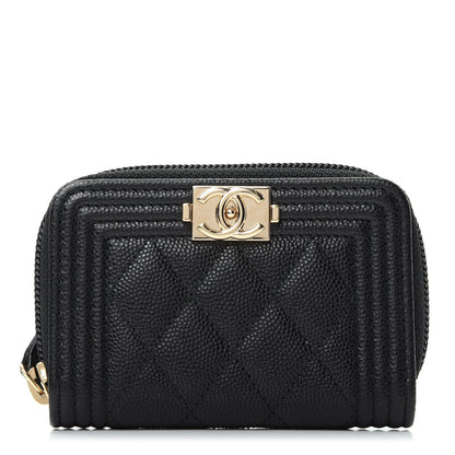 Chanel Caviar Quilted Boy Zip Around Coin Purse Wallet Black 1 of 8