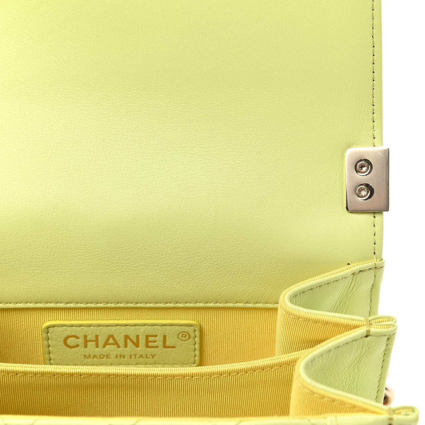 Calfskin Quilted North South Boy Flap Light Green