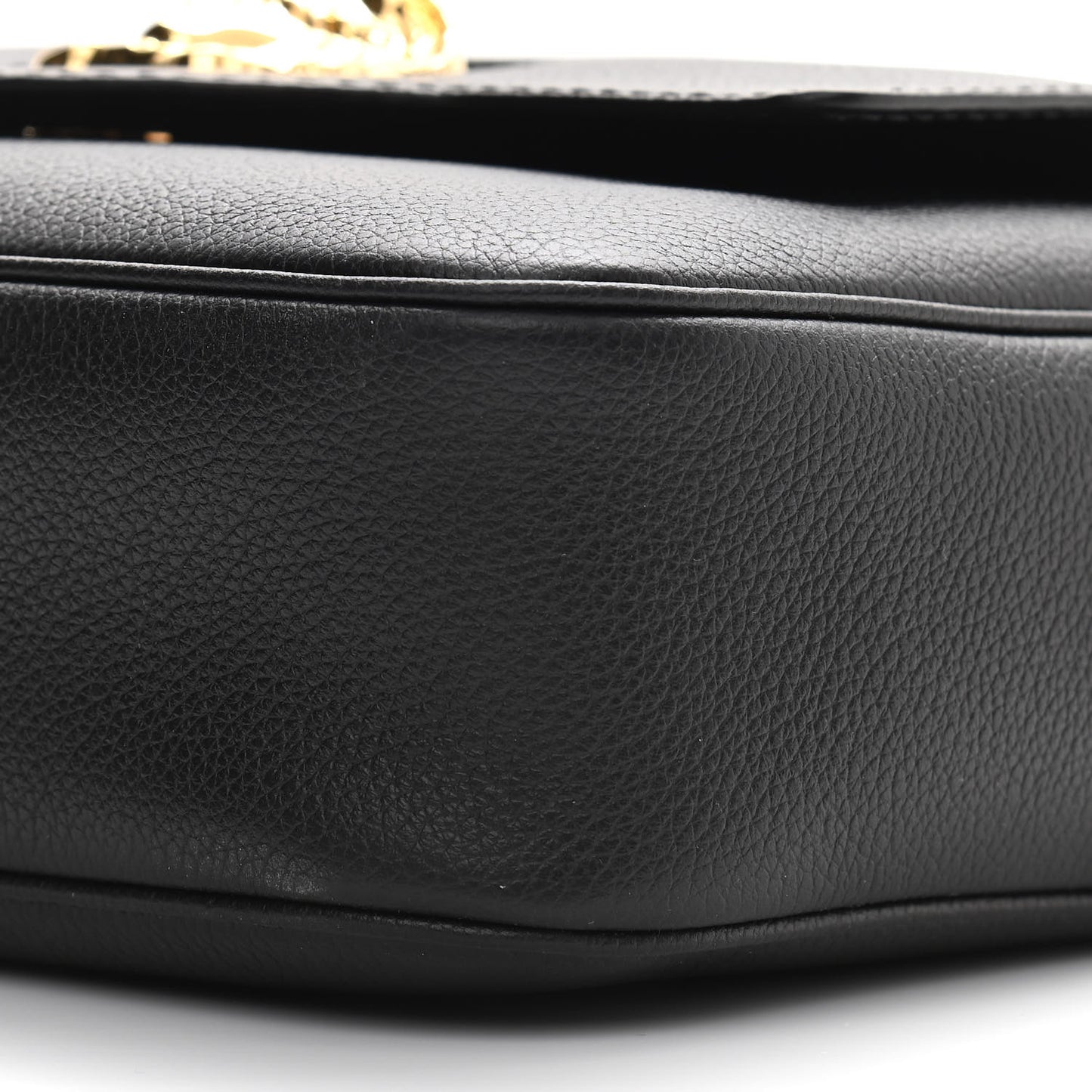 Grained Calfskin Medusa Camera Bag Black