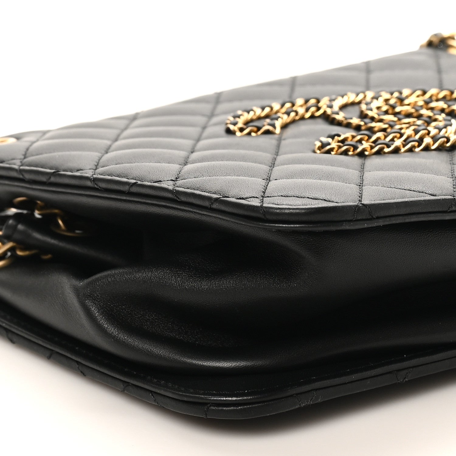 Chanel Calfskin Quilted CC Chain Accordion Tote Black 9 of 10