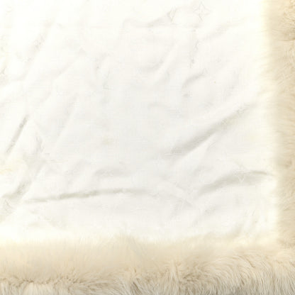 Louis Vuitton Silk Wool Monogram Fox V Fur Shawl White 2 of 5