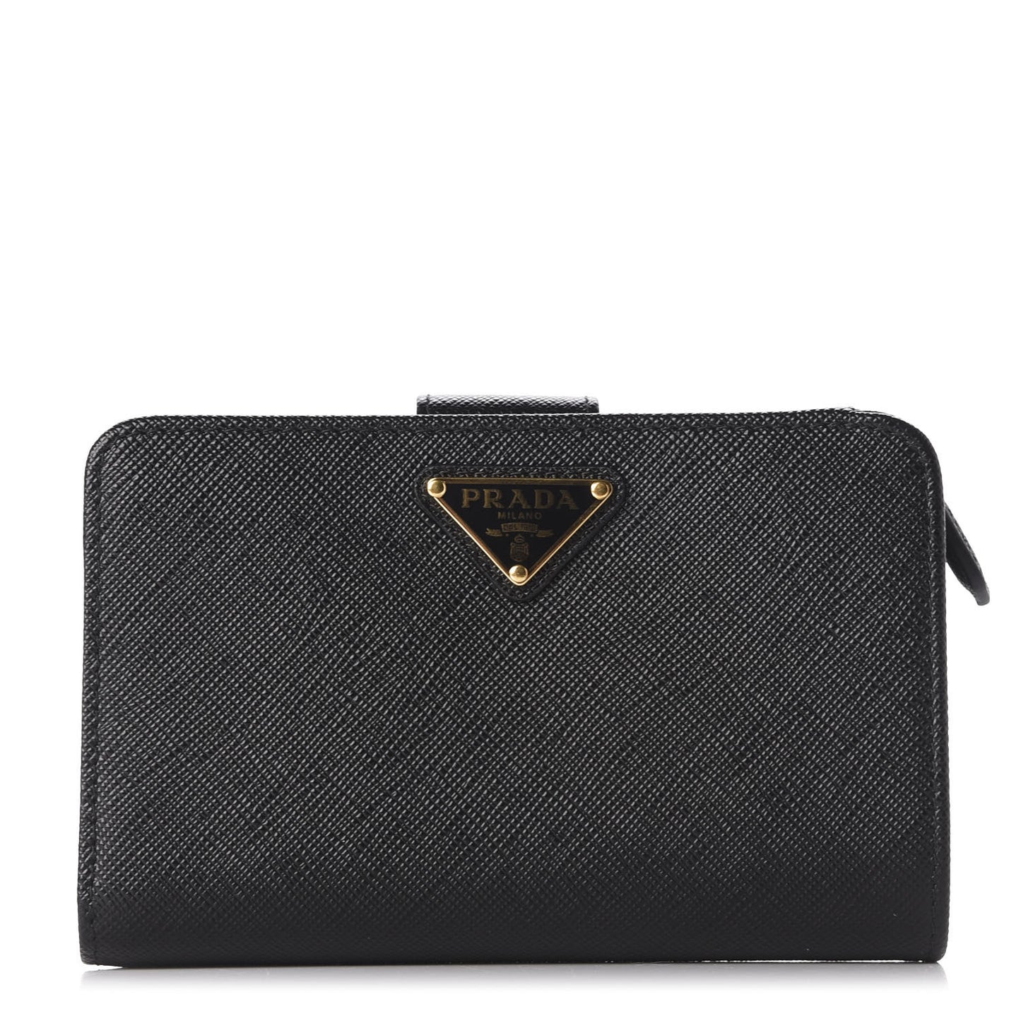 Saffiano Triangle Compact Wallet Black