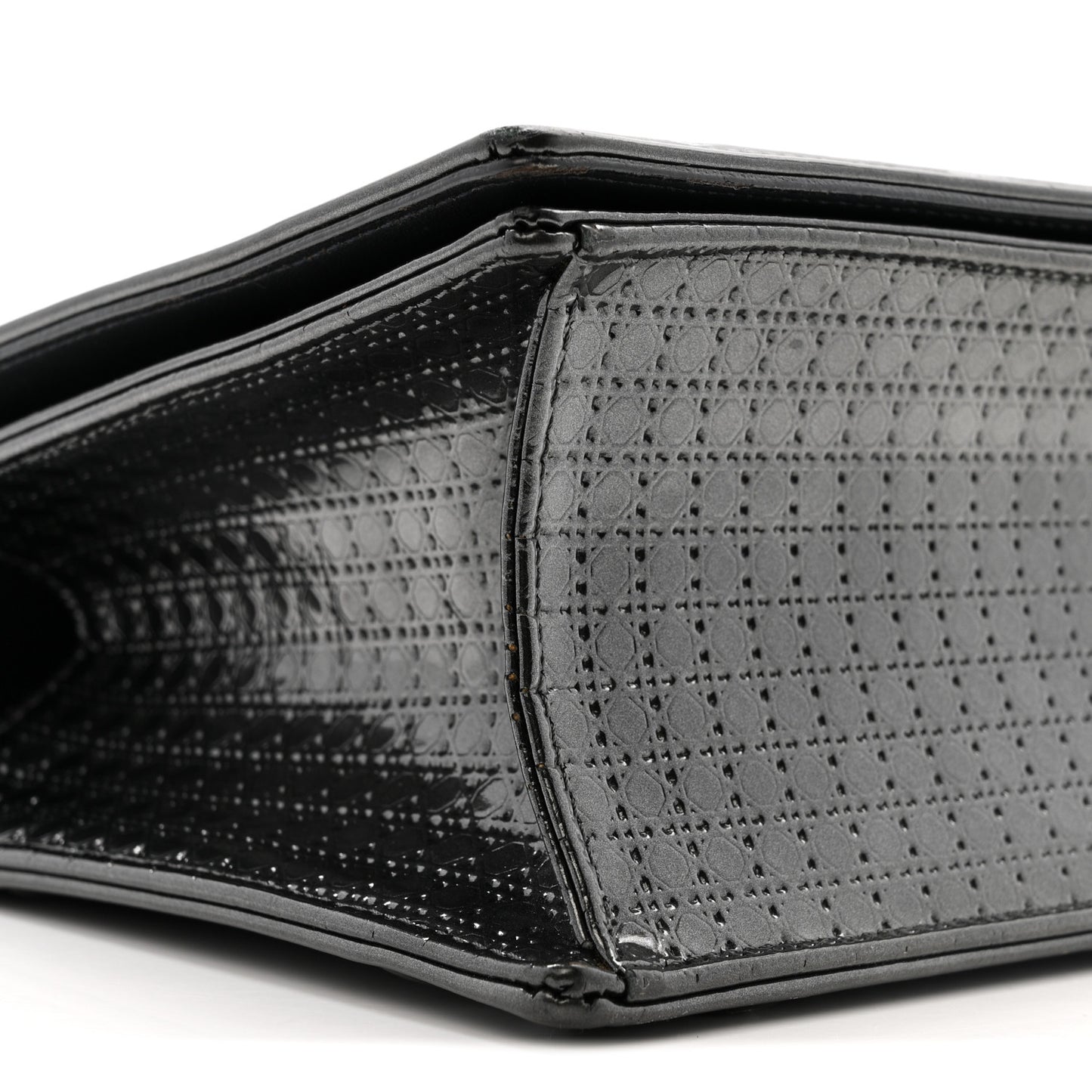 Metallic Patent Micro-Cannage Medium Diorama Flap Bag Onyx Black