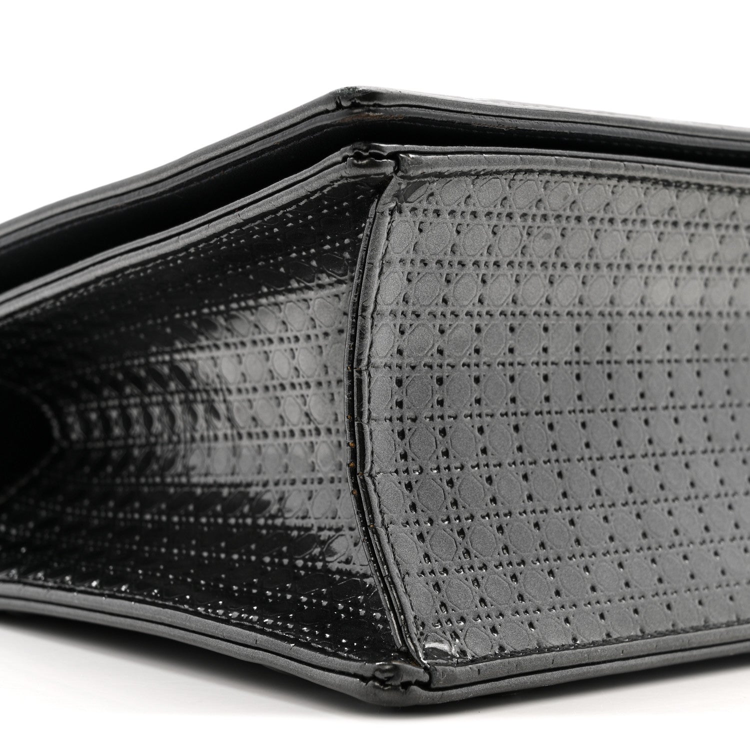 Christian Dior Metallic Patent Micro-Cannage Medium Diorama Flap Bag Onyx Black 9 of 13