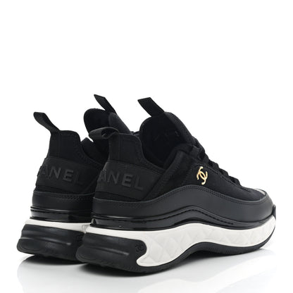 Chanel Velvet Calfskin Mixed Fibers CC Sneakers 37 Black 4 of 9