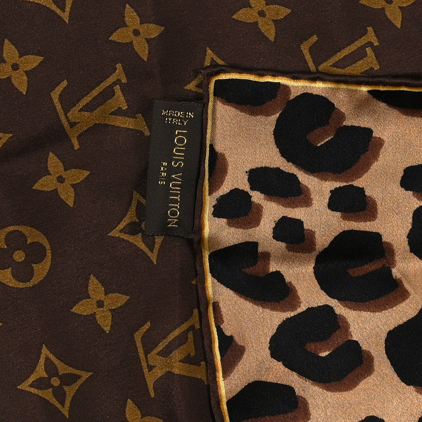 Silk Leopard Monogram Square Scarf