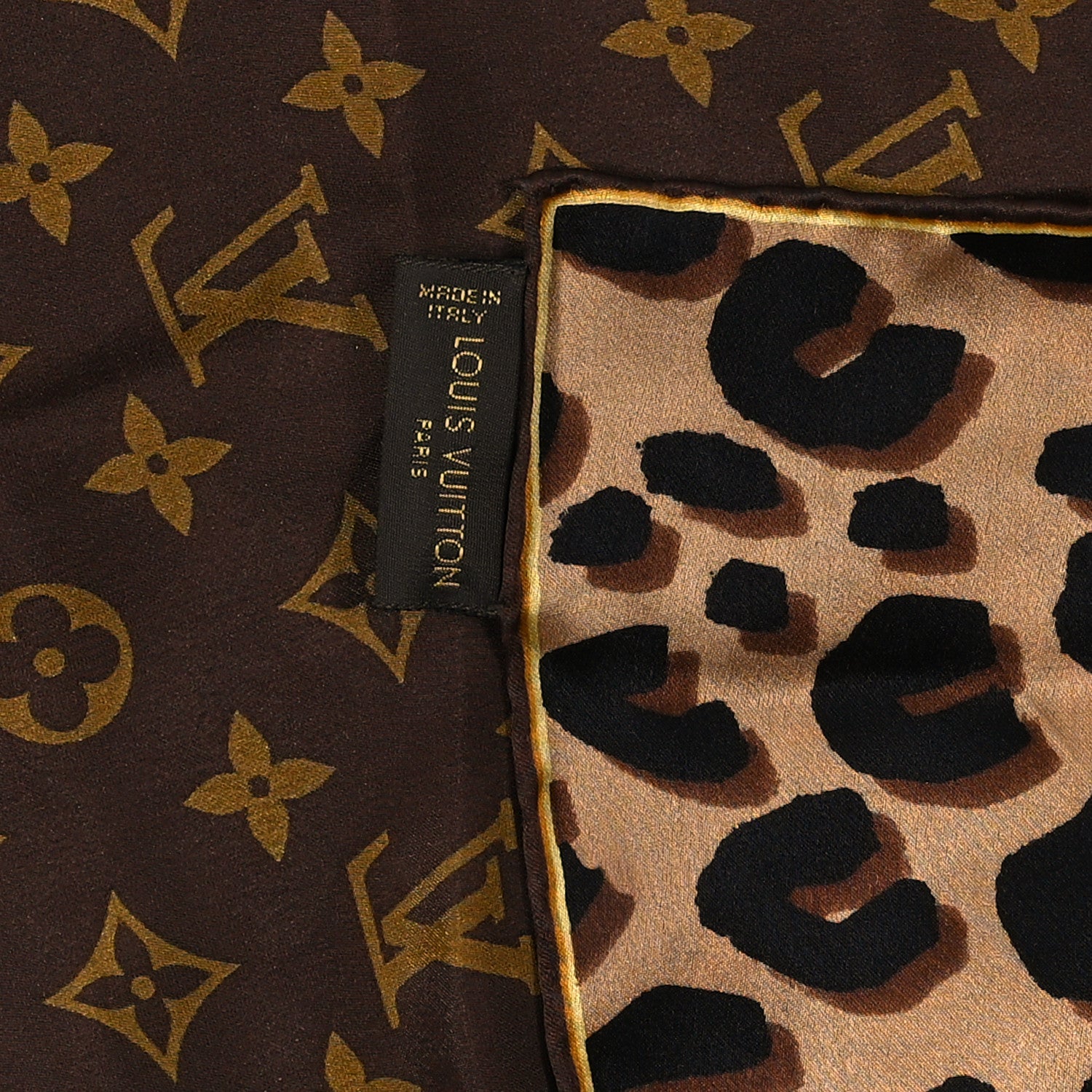 Louis Vuitton Silk Leopard Monogram Square Scarf 3 of 3