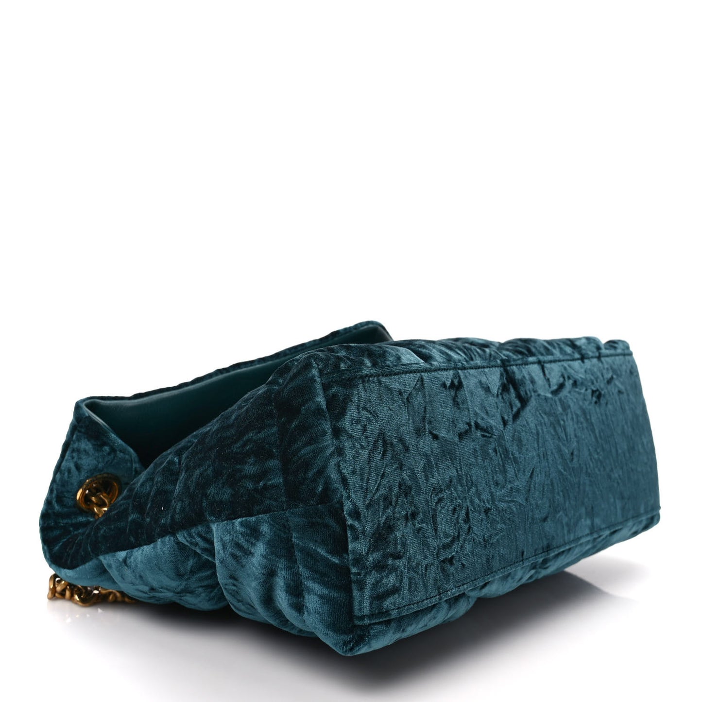 Crushed Velvet Quilted Small Loulou Puffer Monogram Chain Satchel Emerald