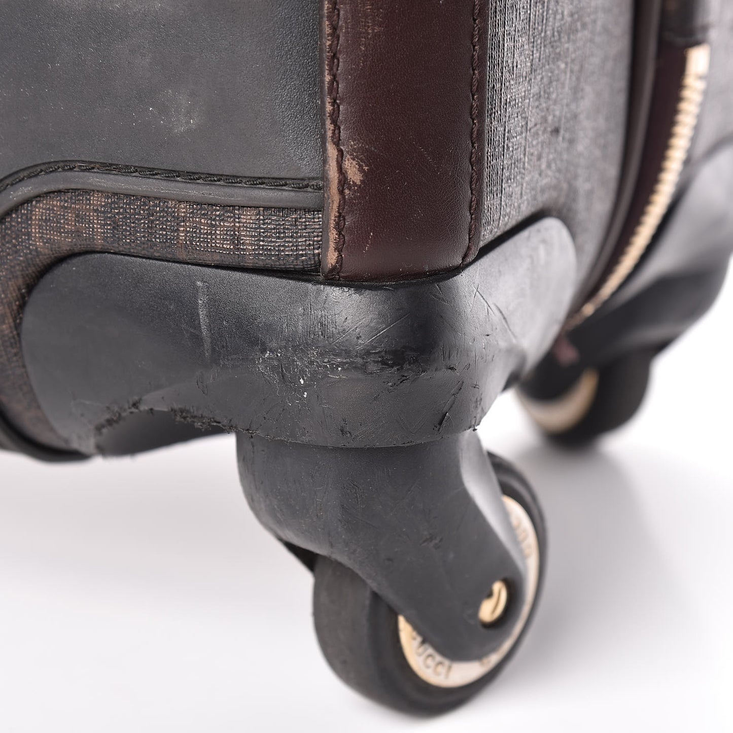 GG Supreme Monogram Four Wheel Carry On Suitcase Dark Brown