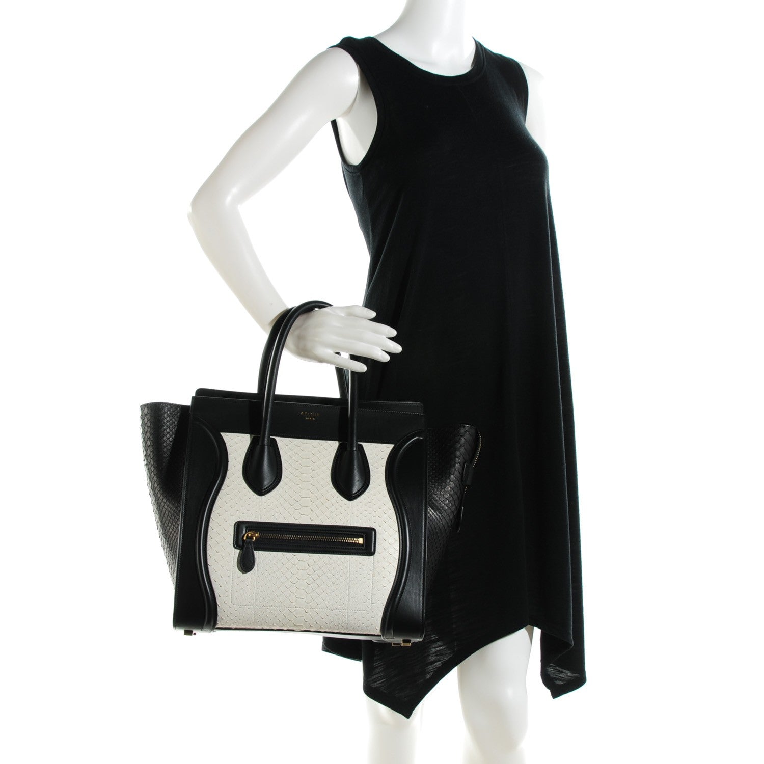 Celine Python Mini Bi-Color Luggage Black White 2 of 9
