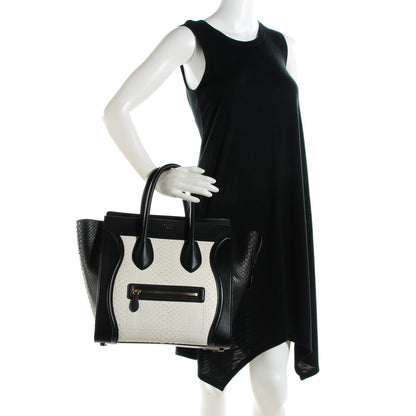 Celine Python Mini Bi-Color Luggage Black White 2 of 9