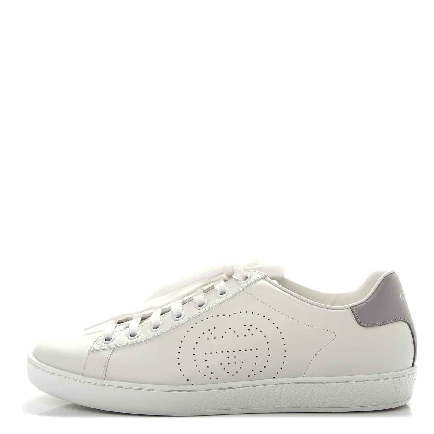 Calfskin Interlocking G Perforated Womens Ace Sneakers 39 White Grey Sky