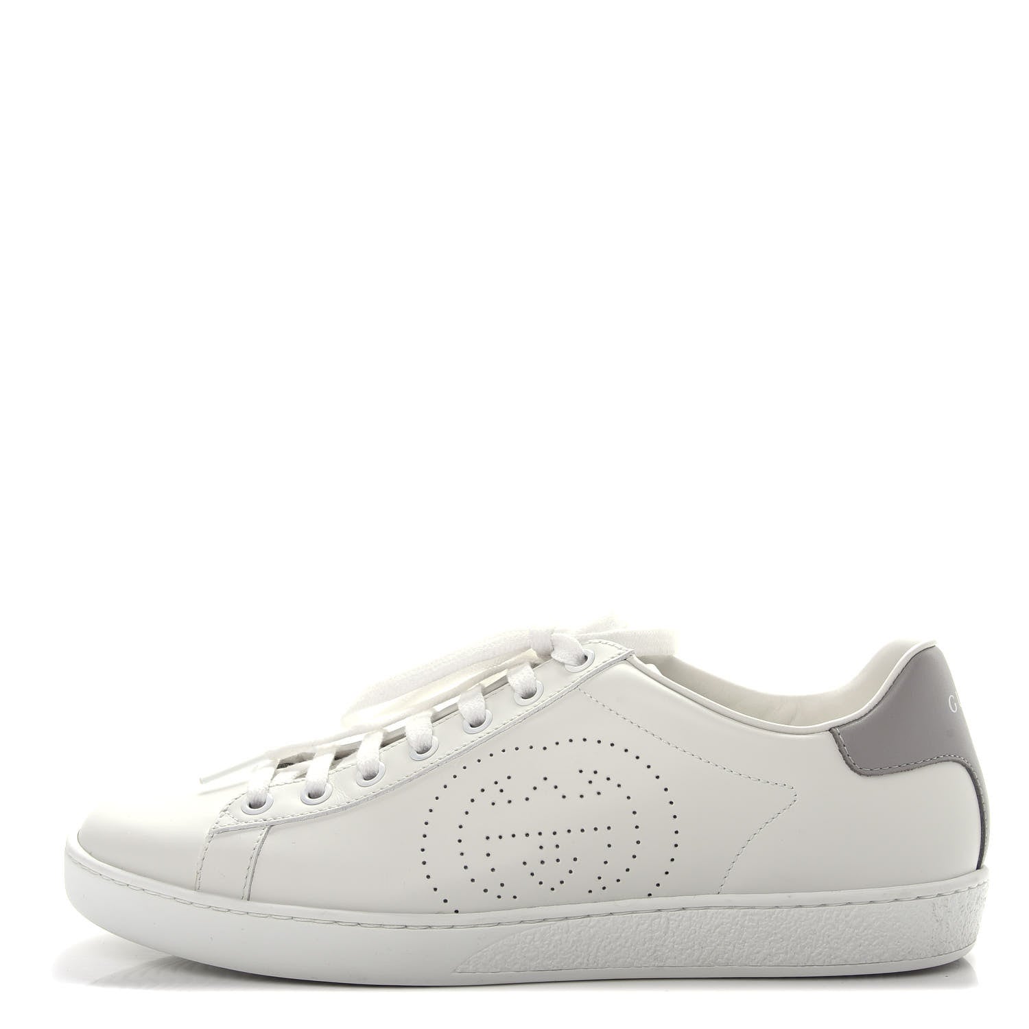 Gucci Calfskin Interlocking G Perforated Womens Ace Sneakers 39 White Grey Sky 1 of 11