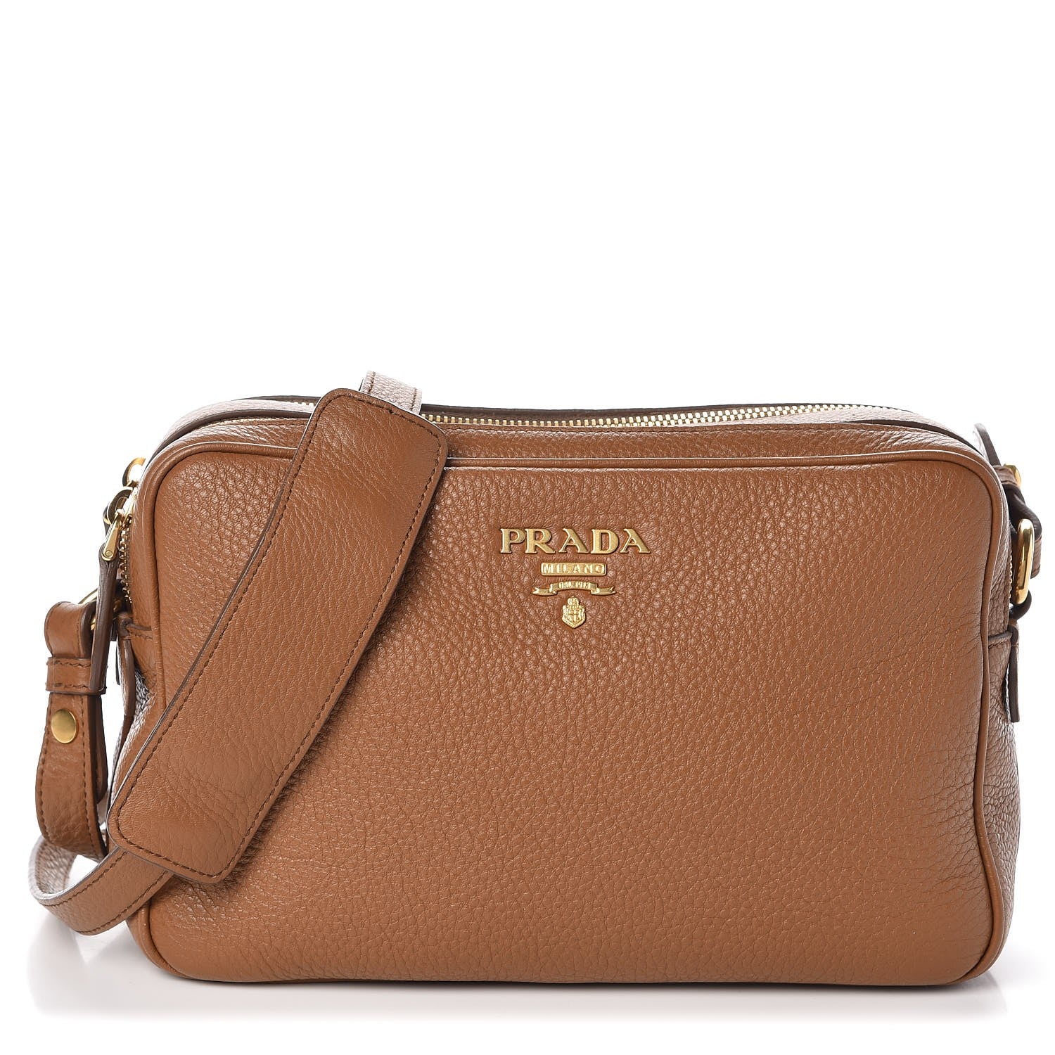 Prada Vitello Daino Medium Double Zip Shoulder Bag Cannella 1 of 8