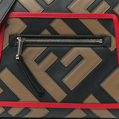 Fendi Vitello Century F is Fendi FF Diagonal Inlay Small Runaway Satchel Fango Black Fragola 9 of 12