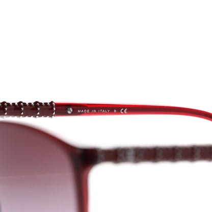 Chanel Acetate Studded Cat Eye Sunglasses 5207 Red 5 of 8
