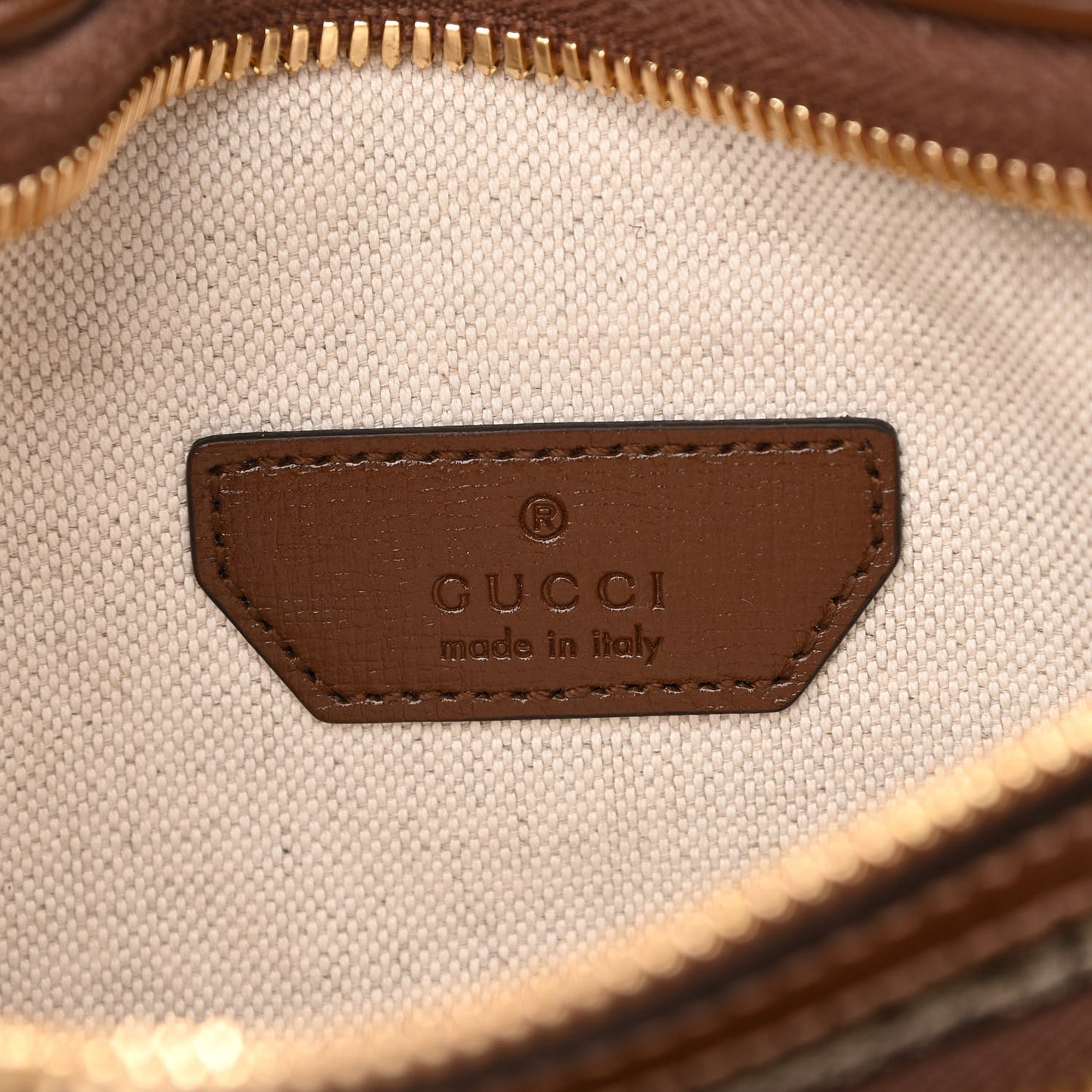 GG Supreme Monogram Textured Calfskin Retro Interlocking G Belt Bag Beige Ebony Brown Sugar